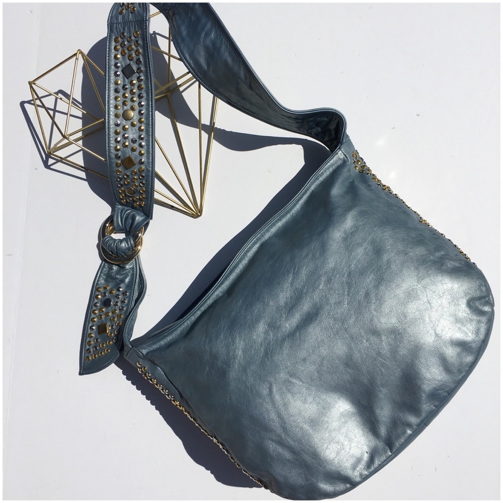 Pearl Blue Leather Handbag - Picture 2 of 8